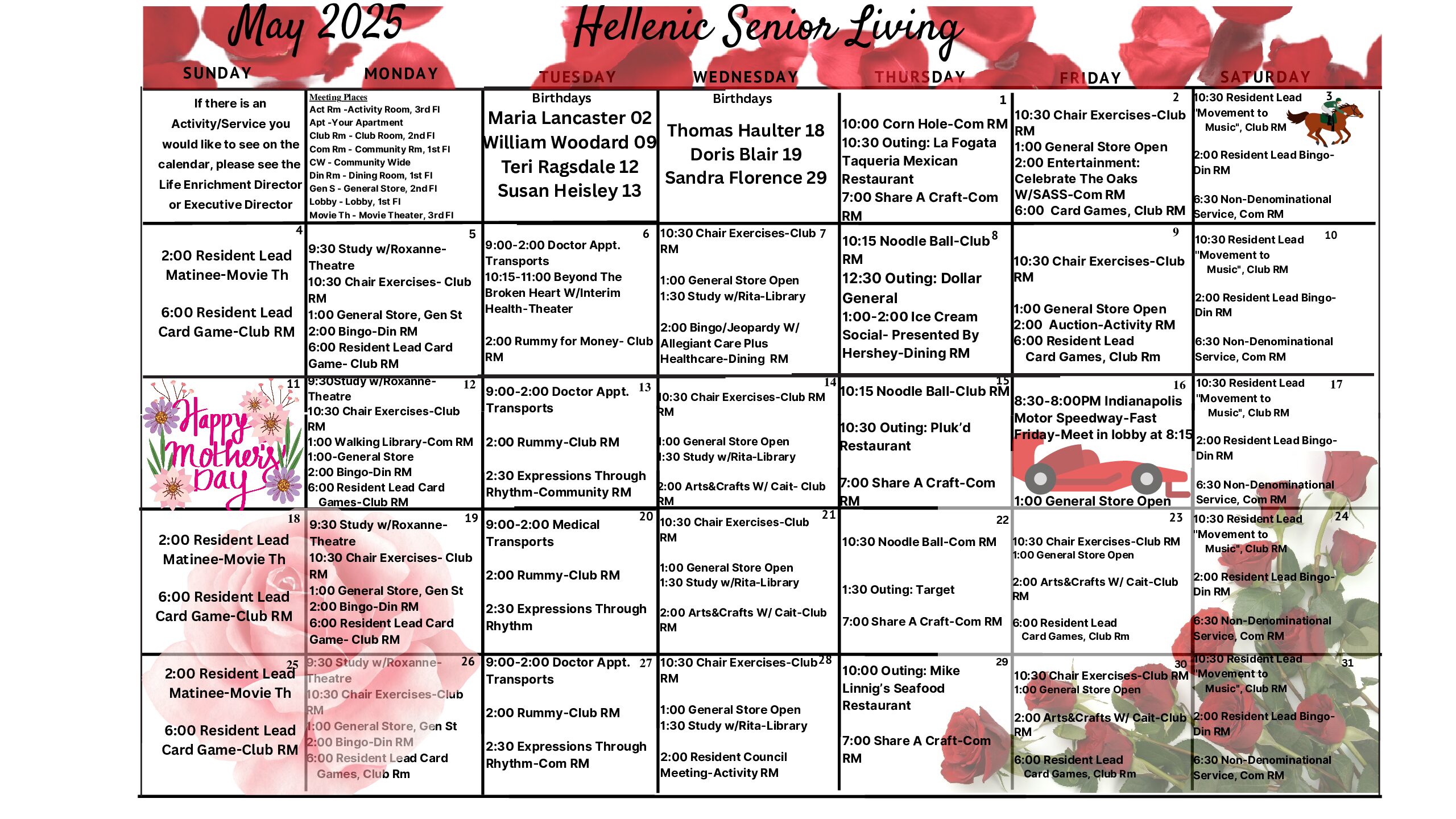 May Calendar 2025 - New Albany